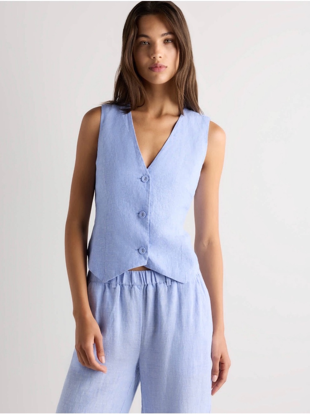 Quince Light Blue 2 piece Linen Set - Picture 2 of 11